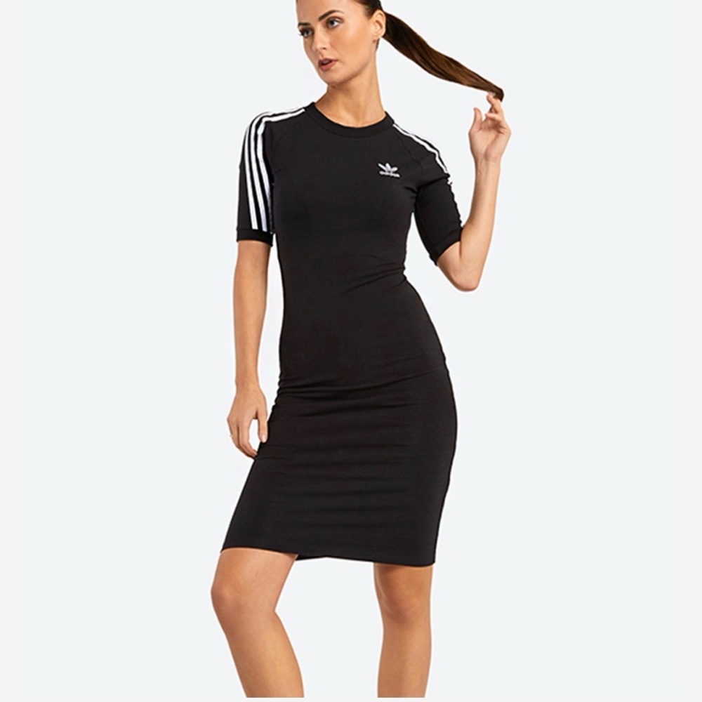 Adidas Short Sleeve 3-Stripes Dress - Black - Small